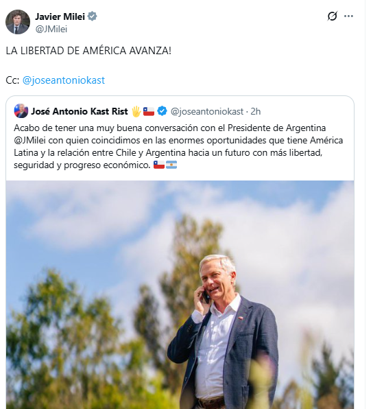 Argentine President Discusses Future Relations with Chilean Candidate